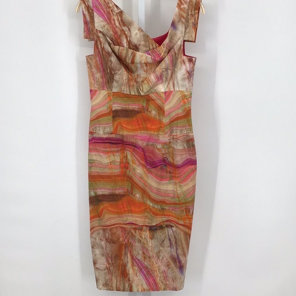 Black halo orange and pink dress size 6 - Picture 2 of 2